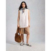 White Stuff Pure Linen Collared Sleeveless Tunic White