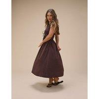 Nobody's Child X Louise Thompson Pure Cotton Halter Neck Striped Midi Dress Brown