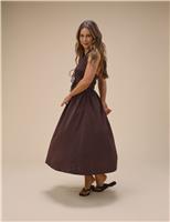 Pure Cotton Halter Neck Striped Midi Dress