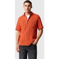 Rodd & Gunn Point Break Pure Cotton Textured Shirt Orange Mix
