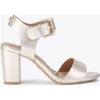 Carvela Metallic Ankle Strap Block Heel Sandals Silver