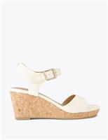 Carvela Leather Wedge Sandals Cream