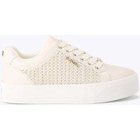 Carvela Lace Up Woven Side Detail Flatform Trainers Beige
