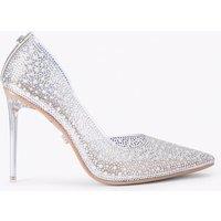 Carvela Crystal Embellished Stiletto Heel Court Shoes Silver