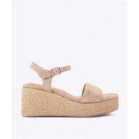 Carvela Suede Ankle Strap Wedge Flatform Sandals Beige