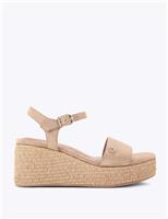 Suede Ankle Strap Wedge Flatform Sandals