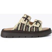 Carvela Braided Striped Buckle Flatform Sliders Brown Mix