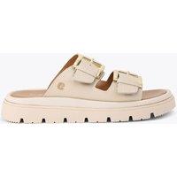 Carvela Leather Buckle Flatform Sliders Cream