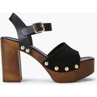 Carvela Leather Buckle Ankle Strap Platform Sandals Black