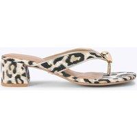 Carvela Leopard Print Block Heel Sandals Beige Mix