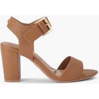 Carvela Metallic Ankle Strap Block Heel Sandals Tan