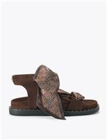 Carvela Suede Scarf Tie Flat Footbed Sandals Brown