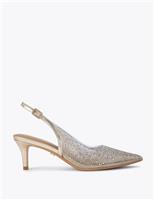 Carvela Embellished Stiletto Heel Slingback Shoes Gold