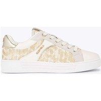 Carvela Raffia Metallic Lace Up Trainers Gold
