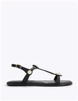Carvela Wide Fit Leather Metallic Flat Sandals White