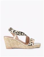 Leopard Print Strappy Wedge Sandals
