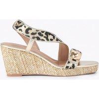 Carvela Leopard Print Strappy Wedge Sandals Silver