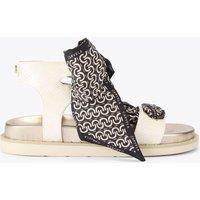 Carvela Scarf Tie Ankle Strap Flat Sandals White