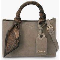 Carvela Leather Satin Scarf Cross Body Mini Tote Bag Beige