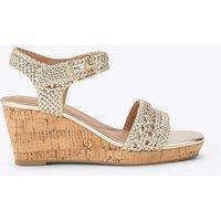 Carvela Metallic Braided Ankle Strap Wedge Sandals Gold