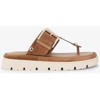 Carvela Leather T-Bar Flatform Sandals Brown