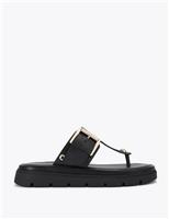 Leather T-Bar Flatform Sandals
