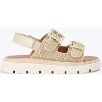 Carvela Woven Buckle Flatform Slingback Sandals Beige