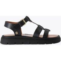 Carvela Leather Metallic T-Bar Flatform Sandals Black