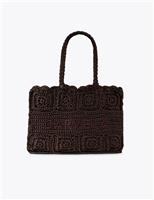 Carvela Pure Silk Knitted Tote Bag Tan