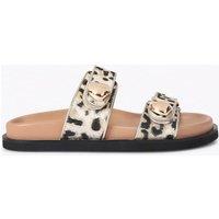 Carvela Leopard Print Double Buckle Flat Sandals Beige Mix