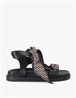 Carvela Scarf Tie Ankle Strap Flat Sandals Black