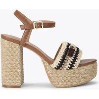 Carvela Ankle Strap Braided Raffia Platform Heels Black Mix