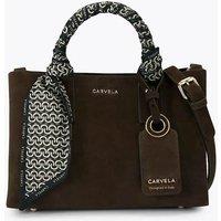 Carvela Leather Satin Scarf Cross Body Mini Tote Bag Brown