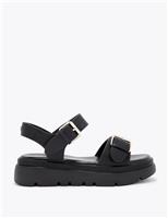 Double Buckle Flat Sandals