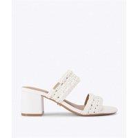 Carvela Metallic Braided Block Heel Sandals White
