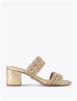 Metallic Braided Block Heel Sandals