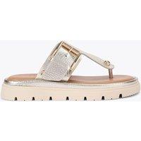 Carvela Leather T-Bar Flatform Sandals Silver