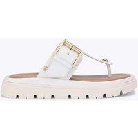 Carvela Leather T-Bar Flatform Sandals White
