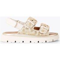Carvela Woven Buckle Flatform Slingback Sandals Silver