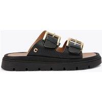 Carvela Leather Buckle Flatform Sliders Black