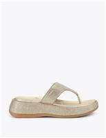 Carvela Metallic Embellished Flatform Flip Flops Silver