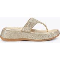Carvela Metallic Embellished Flatform Flip Flops Silver