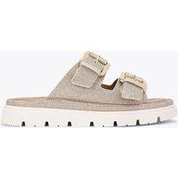 Carvela Sparkle Embellished Buckle Flatform Sliders Gold