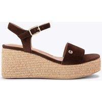 Carvela Suede Ankle Strap Wedge Flatform Sandals Brown