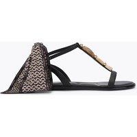 Carvela Embellished Scarf Ankle Strap Flat Sandals Black
