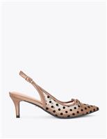 Polka Dot Mesh Stiletto Heel Slingback Shoes