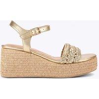 Carvela Metallic Ankle Strap Wedge Flatform Sandals Silver