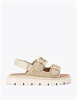 Carvela Woven Buckle Flatform Slingback Sandals Black