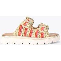 Carvela Braided Striped Buckle Flatform Sliders Pink