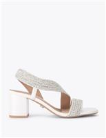 Wide Fit Metallic Block Heel Square Toe Heels